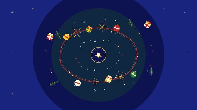 Minimalist Holiday Animation with Rotating Festive Icons