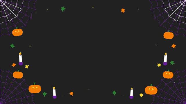 Animated Halloween Border with Pumpkins and Candles