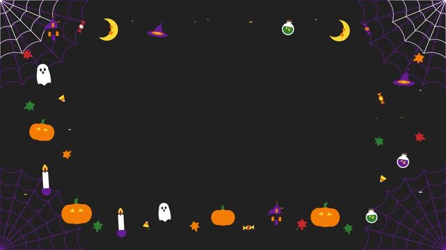 Spooky Halloween Animated Border with Floating Festive Elements