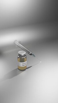 Cholera Vaccine Glass Vial with Medical Syringe 4K Vertical