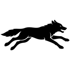 Fototapeta premium Fast Running Wolf Black Silhouette