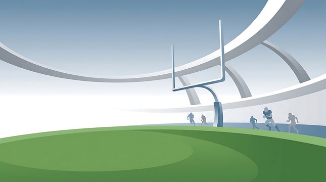 American football stadium with players and goal post