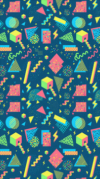 Colorful school supply pattern on a blue background