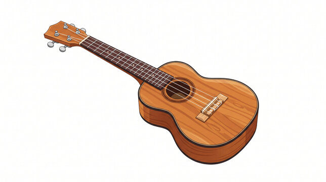 Wooden ukulele acoustic musical instrument vector illustration