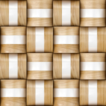 Basketry 3D tile pattern with chrome metal decor