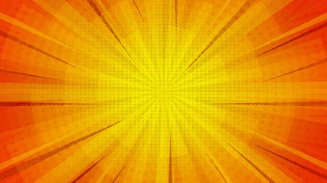 Animated Bright Yellow Orange Sunburst Radial Light Rays Seamless Loop Background