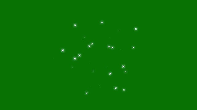 glitter star dust trail loop animation video on green screen, twinkle star burst glitter sparkle. shining white particle stars dust. 4k.