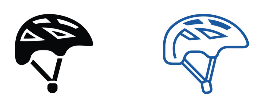 Safety helmet icon set, protective headgear gear, outdoor bicycle riding safety and personal protection equipment concept icon, vector illustration for cycling, construction, workplace safety, sports.