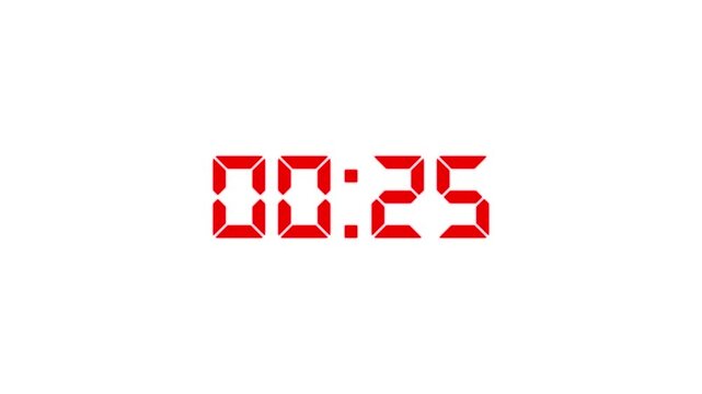Countdown Digital Clock Animation 30 to 0 second Countdown digital clock timer icon.Animation of glowing 30 to 0 second countdown timer. minute stopwatch , analog clock icon animation. 4k video