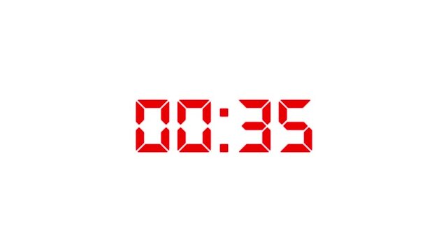 Countdown Digital Clock Animation 40 to 0 second Countdown digital clock timer icon.Animation of glowing 40 to 0 second countdown timer. minute stopwatch , analog clock icon animation. 4k video