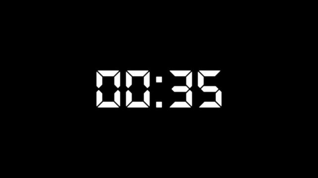 Countdown Digital Clock Animation 40 to 0 second Countdown digital clock timer icon.Animation of glowing 40 to 0 second countdown timer. minute stopwatch , analog clock icon animation. 4k video