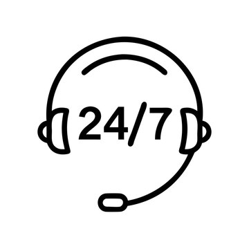 Headset with 24/7 service icon for customer support.