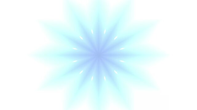 Minimalist Blue Mandala Blooming on White Background, Abstract Glass Flower Motion Graphic
