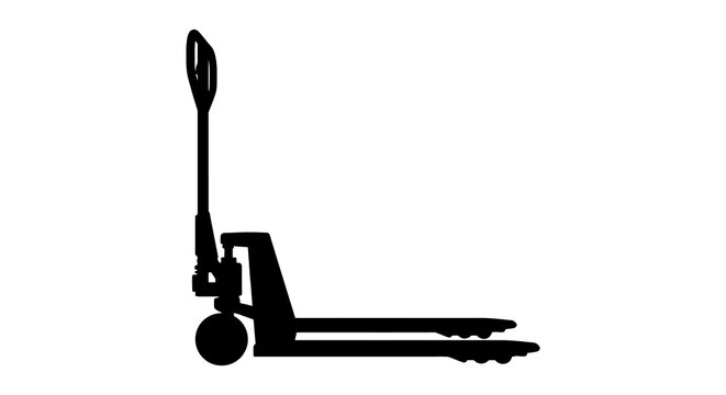 Pallet Jack Silhouette Against A White Background Industrial Equipment Outline