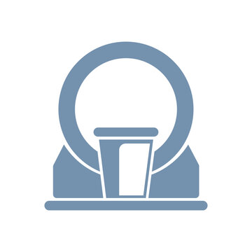 Tomography machine icon in flat style, medical imaging scanner illustration isolated on white background