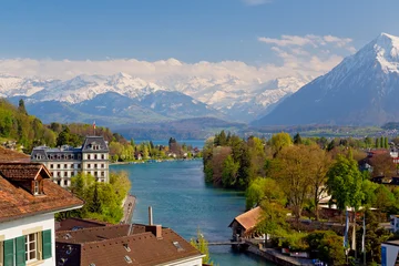 Panoramic view of Thun City, Swiss Alps, Switzerland © santosha57