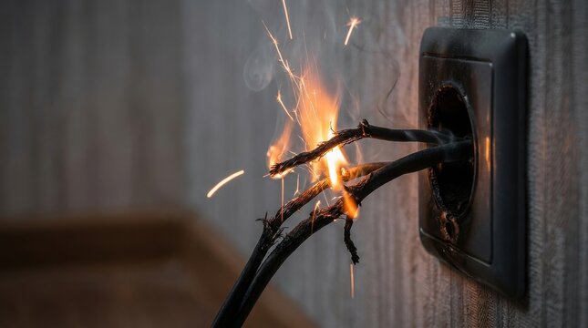 Fire safety tips for electrical outlets damaged wiring sparking near wall socket