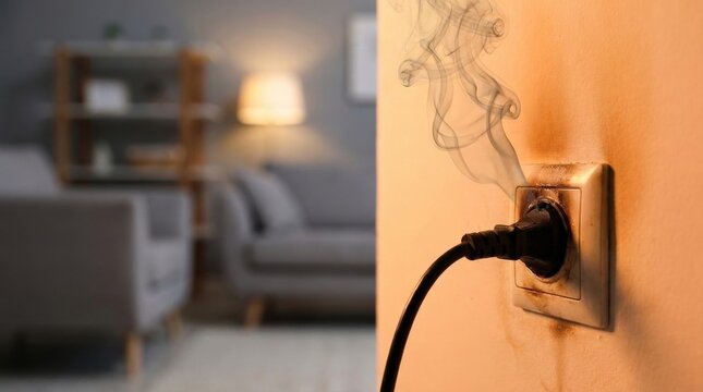 Ensuring fire safety with overheating electrical outlets and smoke near the wall