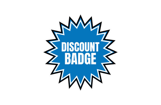 Discount badge blue starburst sticker icon with white text graphic design element