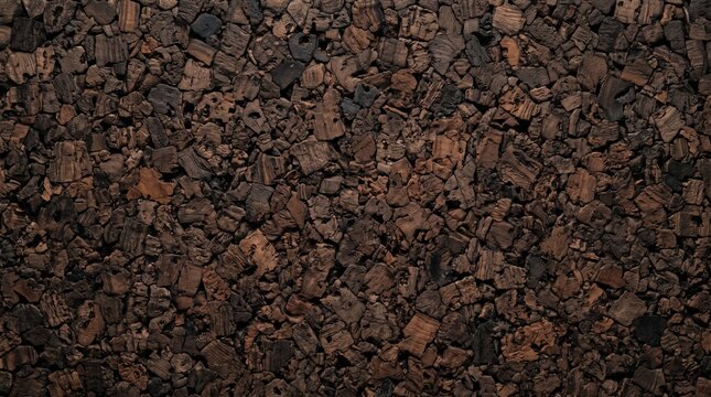 Dark smoked cork macro texture