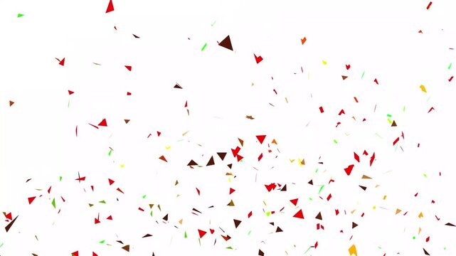Animation of colorful confetti falling down with Colorful confetti bursts against a solid Alpha channel transparent background overlay, Falling metallic glitter foil confetti multicolor in 4k