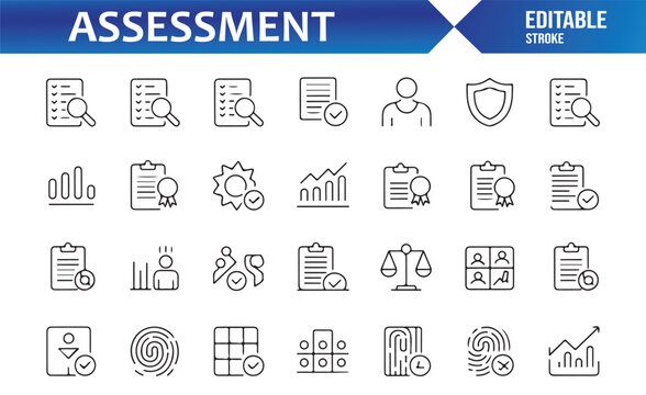 Evaluation Reports and Data Analysis Icon Collection