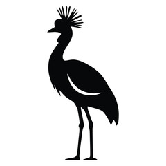 Naklejka premium Grey crowned crane depiction in a stark black silhouette bird avian