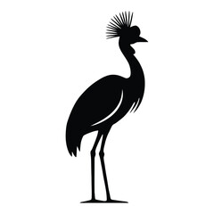 Naklejka premium Grey crowned crane depiction in a stark black silhouette bird avian