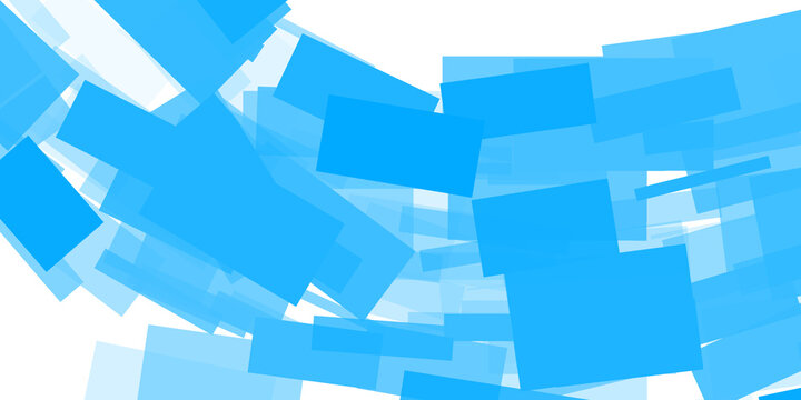 Abstract light blue geometric rectangles overlapping pattern isolated on white background