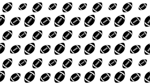 Seamless Background Pattern Featuring Repeating Diagonal American Footballs 4k Motion Loop