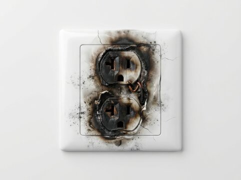 Warning about fire hazards from damaged electrical outlets for home safety and prevention