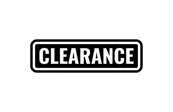 Black clearance badge banner with white text black sign sale label discount tag retail sticker