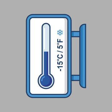 Thermometer displaying a temperature of -15&deg;C / 5&deg;F.