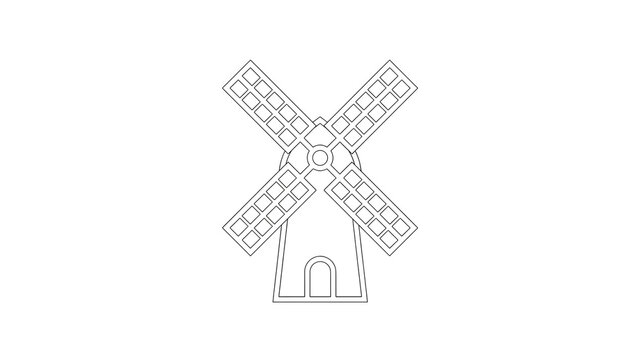 Detailed windmill illustration with intricate blade design and structural