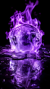  Dark Abstract Background with Purple Flaming Orb.