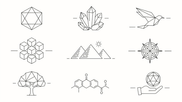 Collection of various geometric shapes and abstract patterns in a vector