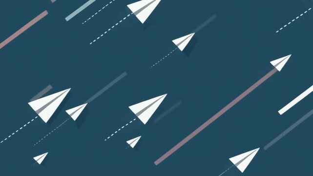 Paper Airplanes Flying Upwards, Business Success, Innovation, Teamwork, Goals