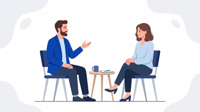 Business meeting with two professionals talking