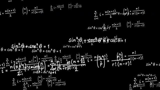 Sci-fi frame hud mathematical formulas scientific educational concept motion overlay