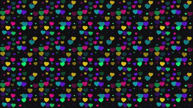 Vibrant Multi-Colored Heart Shape Pattern Seamless Background Texture Design 4k Motion Loop