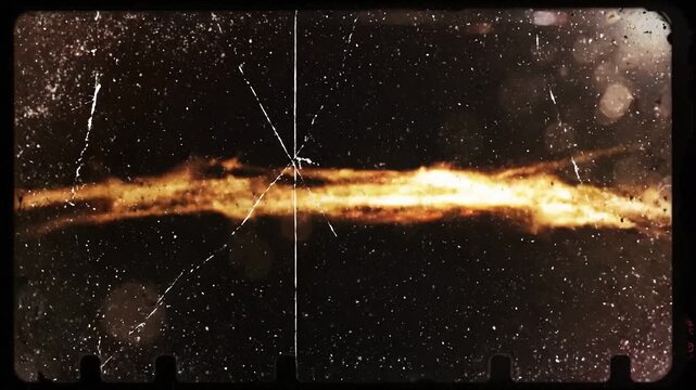Vintage Film Burn Overlay with Light Leak Dust and Scratches on Film Frame