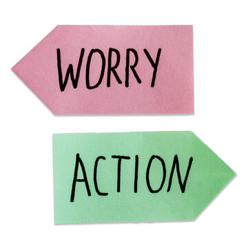 Worry and Action Contrasting Concept Paper Arrows Transparent PNG