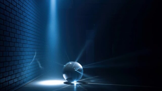 Mysterious blue light beam in dark room