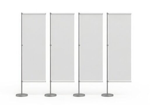 Four freestanding room dividers with fabric panels
