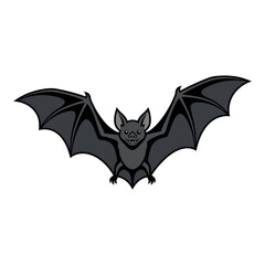 Fototapeta premium Flying bat vector illustration, spooky halloween animal icon, dark nocturnal creature mascot for gothic design and party decor isolated on White Background halloween