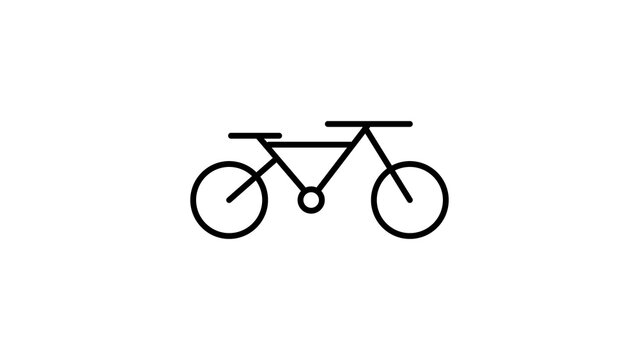 Minimalist bicycle line art icon black and white vector illustration for cycling transport.