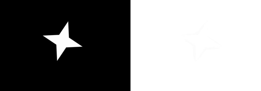 Simple four pointed star shape icon with a bold contrast between black and white colors for modern graphic design and digital interface elements