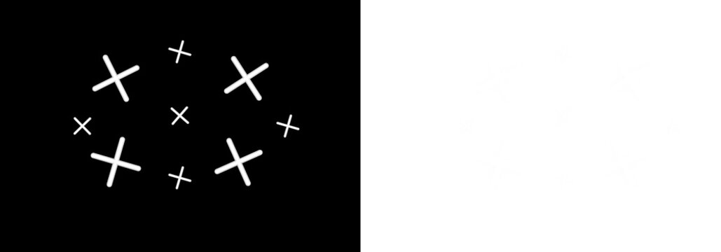 Abstract pattern with white cross shapes on a solid black background for modern graphic design and digital art projects
