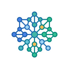 Obraz premium Abstract Digital Connectivity Network Molecule in Snowflake Shape