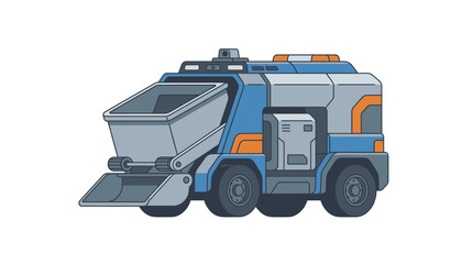Naklejka premium Modern Sanitation Truck with Bin Lift, Isolated